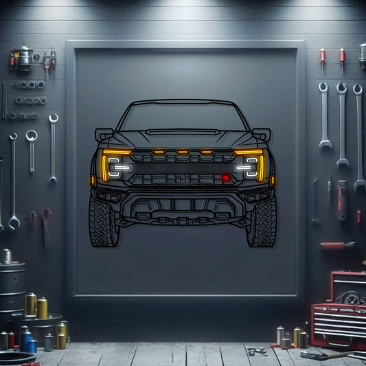 2024 F-150 Raptor R Front View Metal Neon Car Wall Art -MTN0250