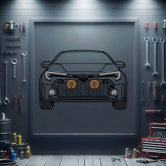2024 GR Corolla Front View Metal Neon Car Wall Art - MTN0187