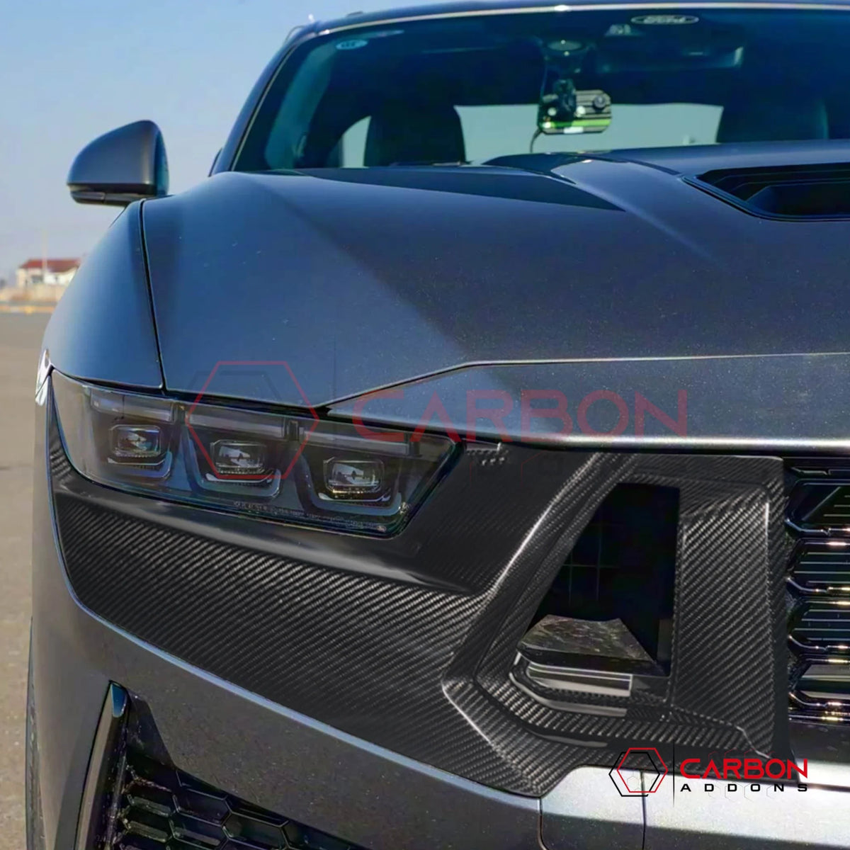 2024+ Ford Mustang Dark Horse Real Carbon Fiber Front Upper Grille Trim