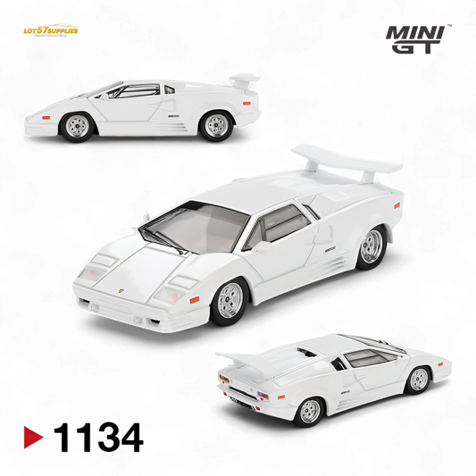 (Pre-Order) Mini-GT Lamborghini Countach 25th Anniversary - White 1:64 #1134