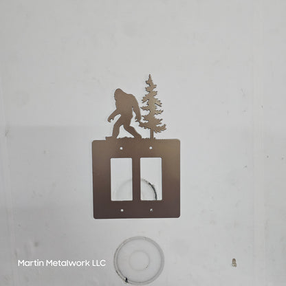 Bigfoot Metal Light Switch Cover – Forest Creature Plate – Powder Coated Steel (Single/Double Gang or Rocker) – Rustic Cabin & Garage Decor
