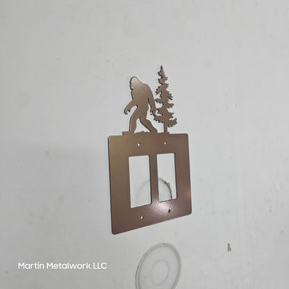 Bigfoot Metal Light Switch Cover – Forest Creature Plate – Powder Coated Steel (Single/Double Gang or Rocker) – Rustic Cabin & Garage Decor