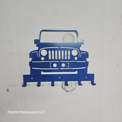 Jeep JK Key Hanger – Full Front End Steel Wall Mounted Key Rack – Wrangler JK Organizer 12"x10" Garage Entryway Man Cave Decor