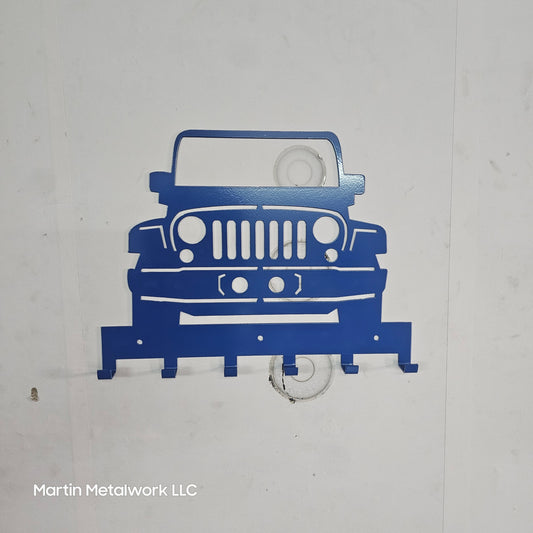 Jeep JK Key Hanger – Full Front End Steel Wall Mounted Key Rack – Wrangler JK Organizer 12"x10" Garage Entryway Man Cave Decor