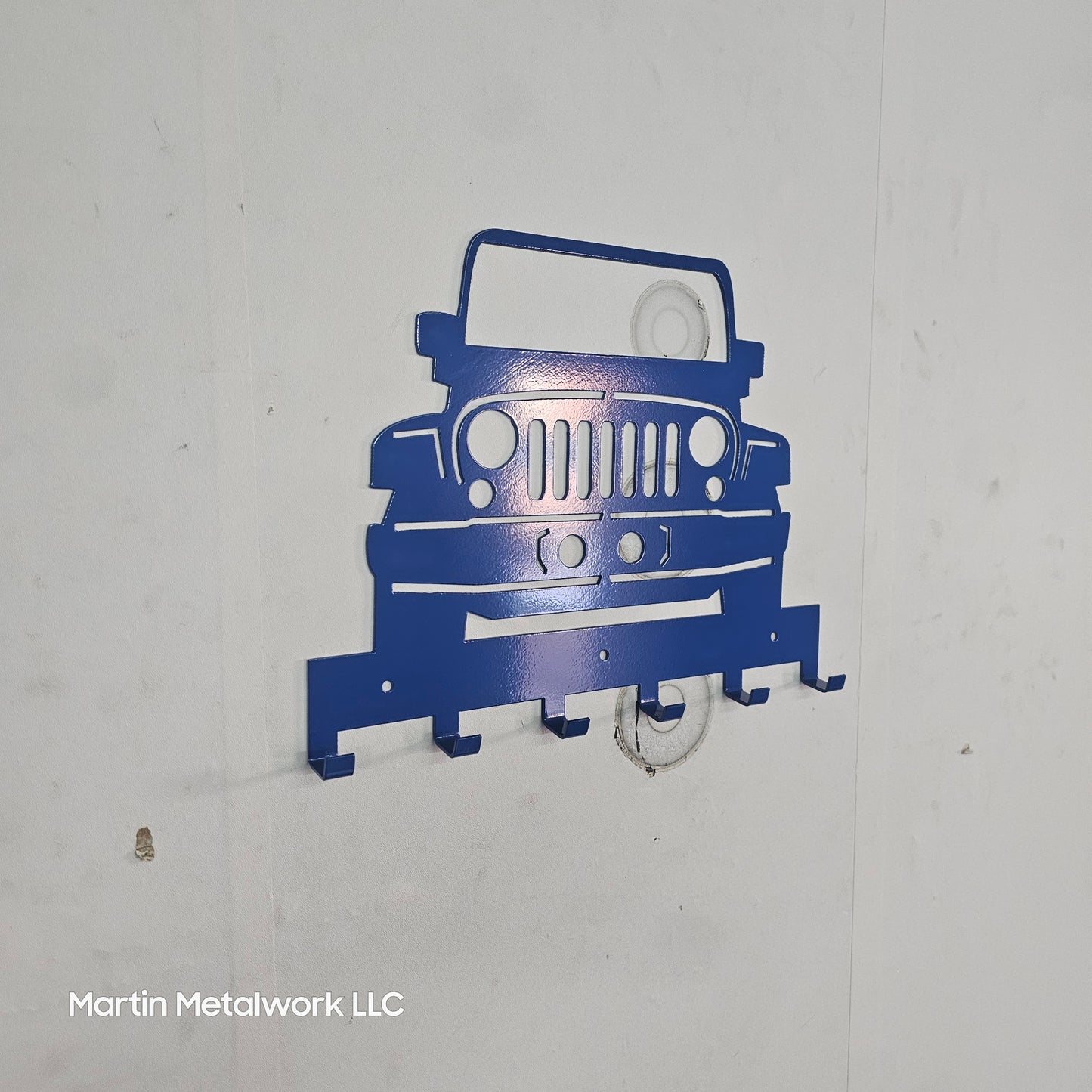 Jeep JK Key Hanger – Full Front End Steel Wall Mounted Key Rack – Wrangler JK Organizer 12"x10" Garage Entryway Man Cave Decor