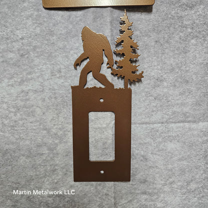 Bigfoot Metal Light Switch Cover – Forest Creature Plate – Powder Coated Steel (Single/Double Gang or Rocker) – Rustic Cabin & Garage Decor