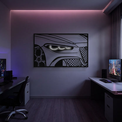 2025 Quadrifoglio Apex Front View Metal Neon Frame Wall Art - MT1474
