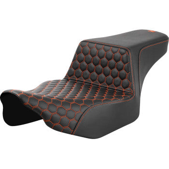 SADDLEMEN Step-Up Seat - Extended Reach - Front Honeycomb - Orange Stitch - FL '23-'24 823-07-17803