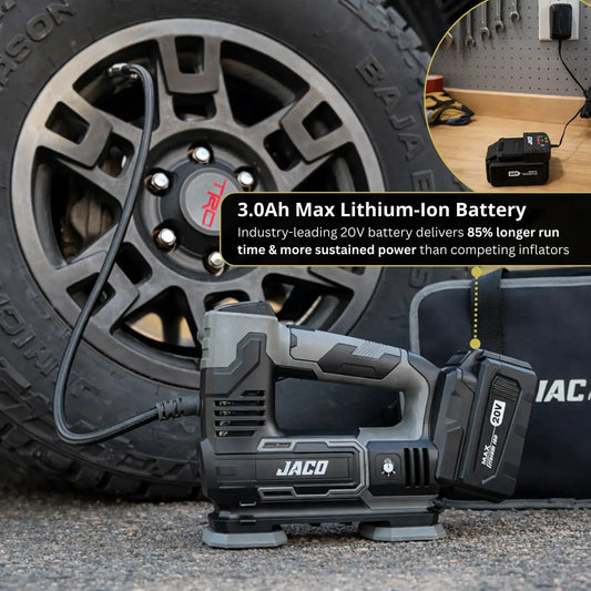 20V Cordless Tire Inflator Portable Air Compressor | 3.0Ah Lithium-Ion Battery Powered Air Pump