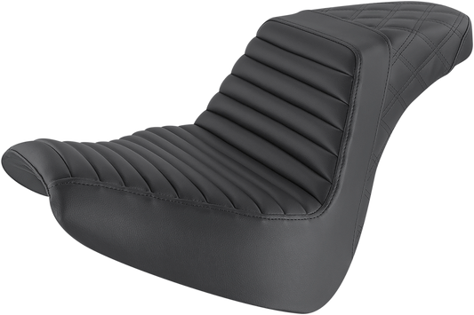 SADDLEMEN Step-Up Seat - Front Tuck-n-Roll/Rear Lattice Stitch - Black 818-31-176