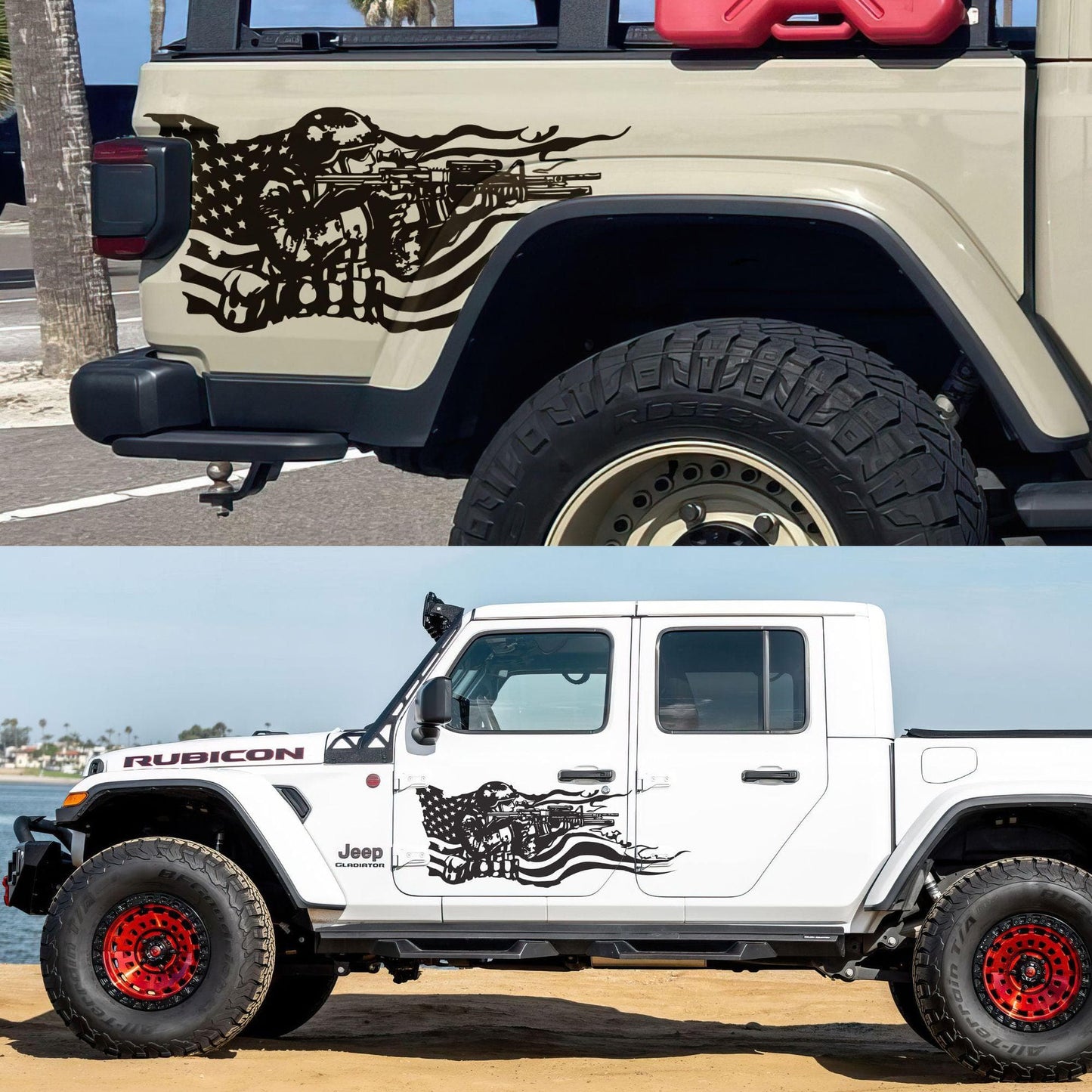 Military Soldier Flag Truck / Car Decal Sticker. Veteran Flag Window Sticker. #6967