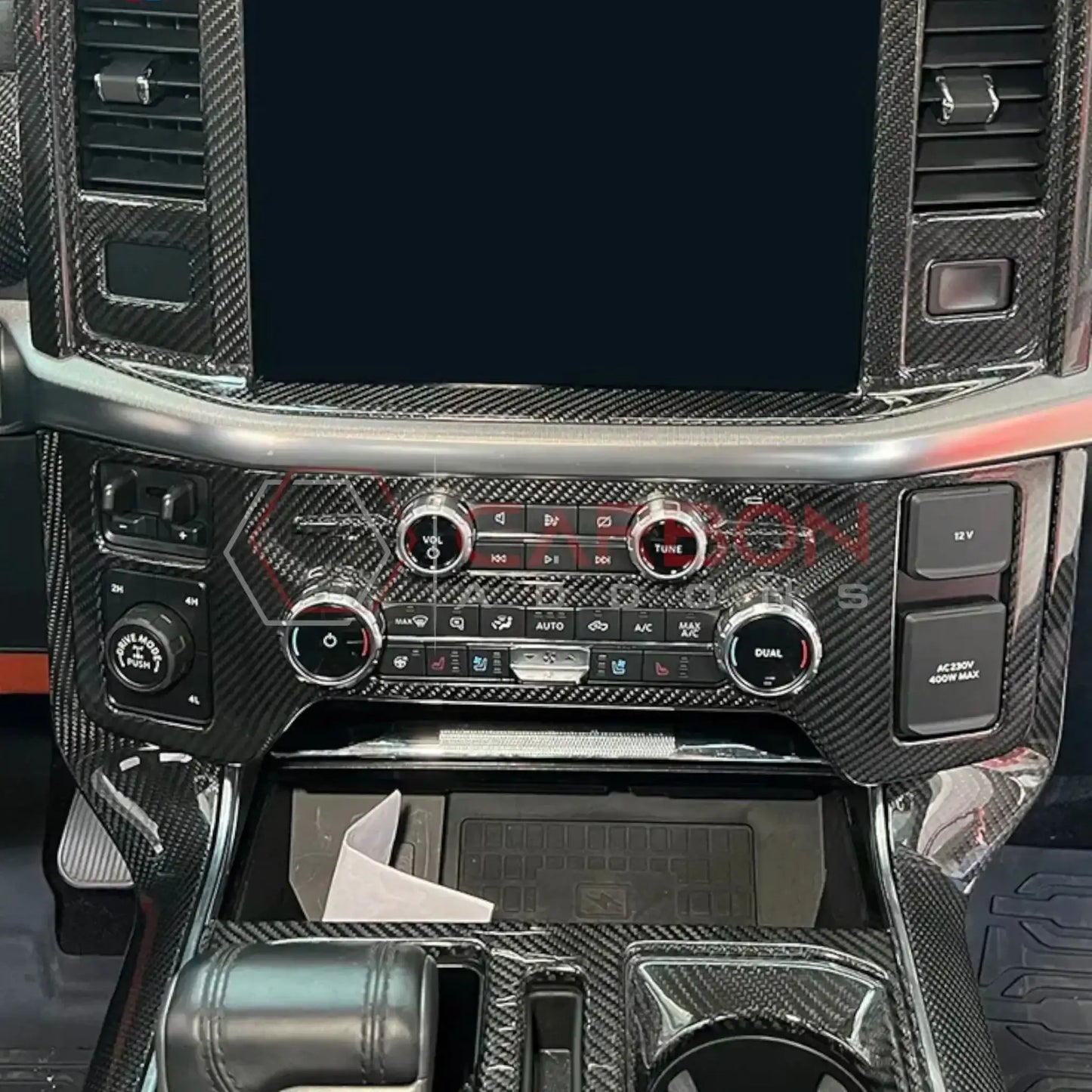 Real Carbon Fiber Climate Control Panel Trim Cover for 2021+ Ford F-150