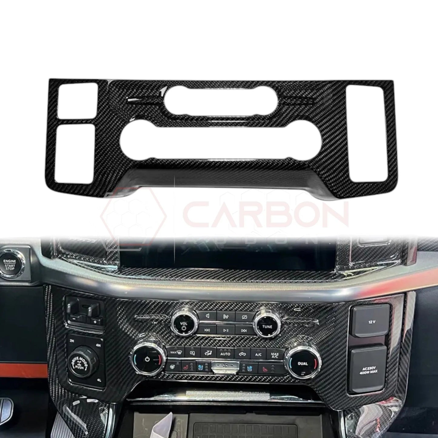 F150 2021-Up Dash Control Panel Trim Carbon Fiber Cover
