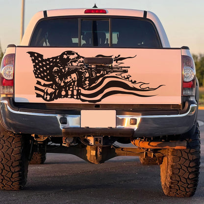 Military Soldier Flag Truck / Car Decal Sticker. Veteran Flag Window Sticker. #6967