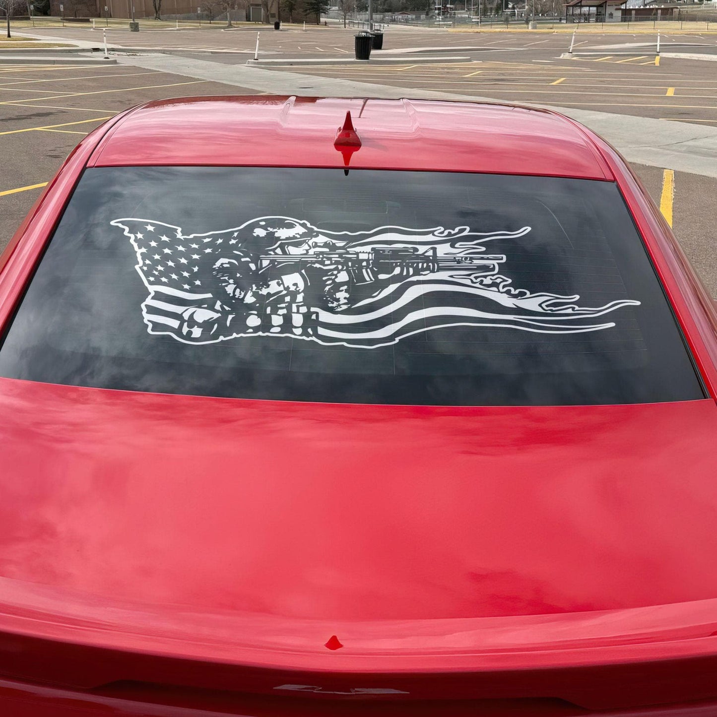 Military Soldier Flag Truck / Car Decal Sticker. Veteran Flag Window Sticker. #6967