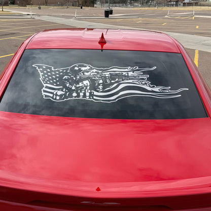 Military Soldier Flag Truck / Car Decal Sticker. Veteran Flag Window Sticker. #6967