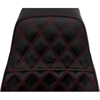 SADDLEMEN Pro Series SDC Performance Seat - Carbon Fiber/Lumbar Gripper - Red Stitch - Dyna '06-'17 SC80604RED