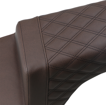 SADDLEMEN Step Up Seat - Front Smooth/Rear Lattice - Brown - Indian I14-07-173BR