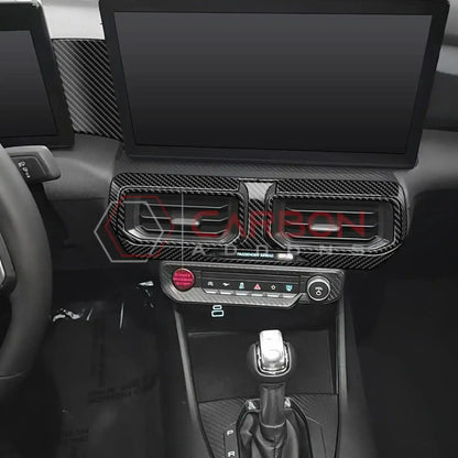 Real Carbon Fiber Center Dashboard A/C Vent Trim Overlays for 2024+ Ford Mustang