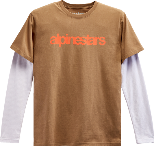 ALPINESTARS Stack Long-Sleeve T-Shirt - Sand/Warm Red - XL 1213713002331XL