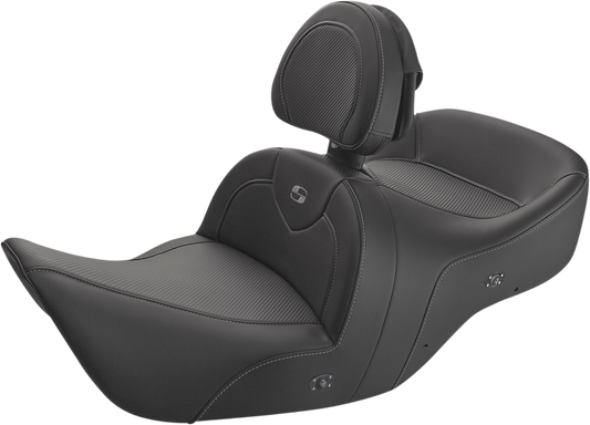 SADDLEMEN Heated Roadsofa Seat - Carbon Fiber - Includes Backrest - Black - GL H01-07-185BRHCT
