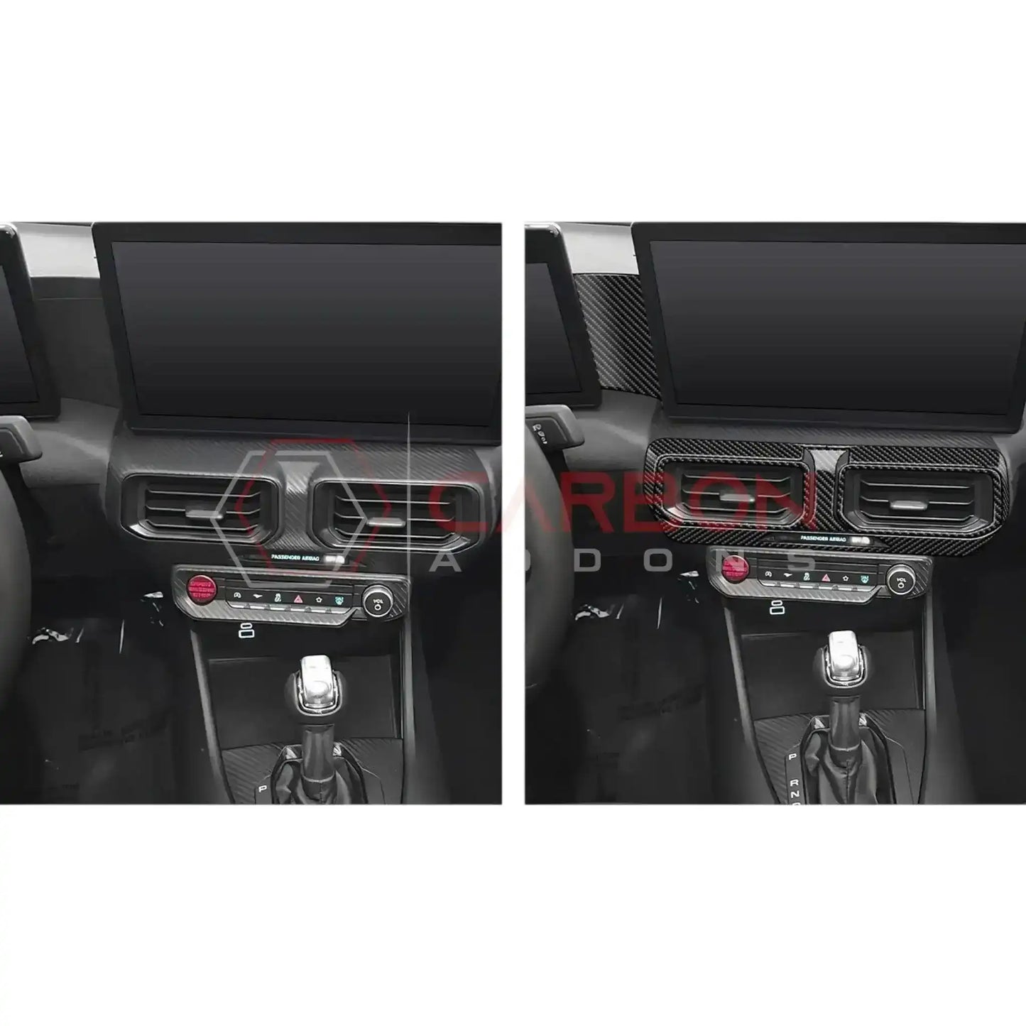Real Carbon Fiber Center Dashboard A/C Vent Trim Overlays for 2024+ Ford Mustang