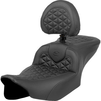 SADDLEMEN RoadSofa™ Tri Gripper Seat - Standard Reach - w/ Backrest - FLH/FLT '23-'24 823-07-210B0