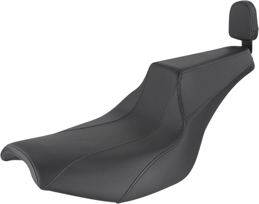 SADDLEMEN Seat - Signature Series - With Passenger Backrest Pad - Gripper - Black FD88209