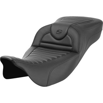 SADDLEMEN Roadsofa™ Extended Reach Seat - without Backrest - Tuck-n-Roll - Carbon Fiber - FL '08-'23 808-07B-20500