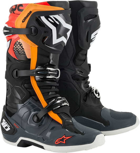 ALPINESTARS Tech 10 Boots - Black/Gray/Orange/Fluorescent Red - US 11 2010020-1143-11