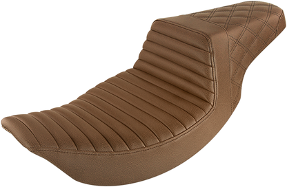 SADDLEMEN Step-Up Seat - Front Tuck-n-Roll/Rear Lattice Stitch - Brown 897-06-176BR