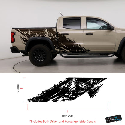 Chevy Colorado Truck Mud Splash Mountain Vinyl Car Graphic Sticker. Set of 2. #7110-Sup