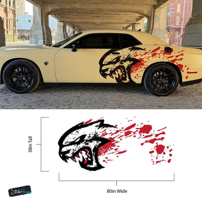 Hellcat Decal Sticker for Challenger, Charger, Durango SRT. Blood Splatter Car Decal. #6993
