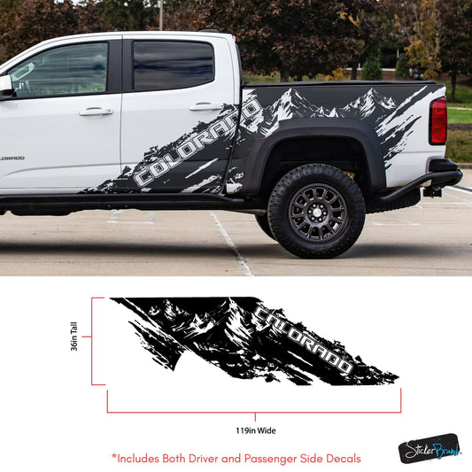 Chevy Colorado Truck Mud Splash Mountain Vinyl Car Graphic Sticker. Set of 2. #7110-Sup
