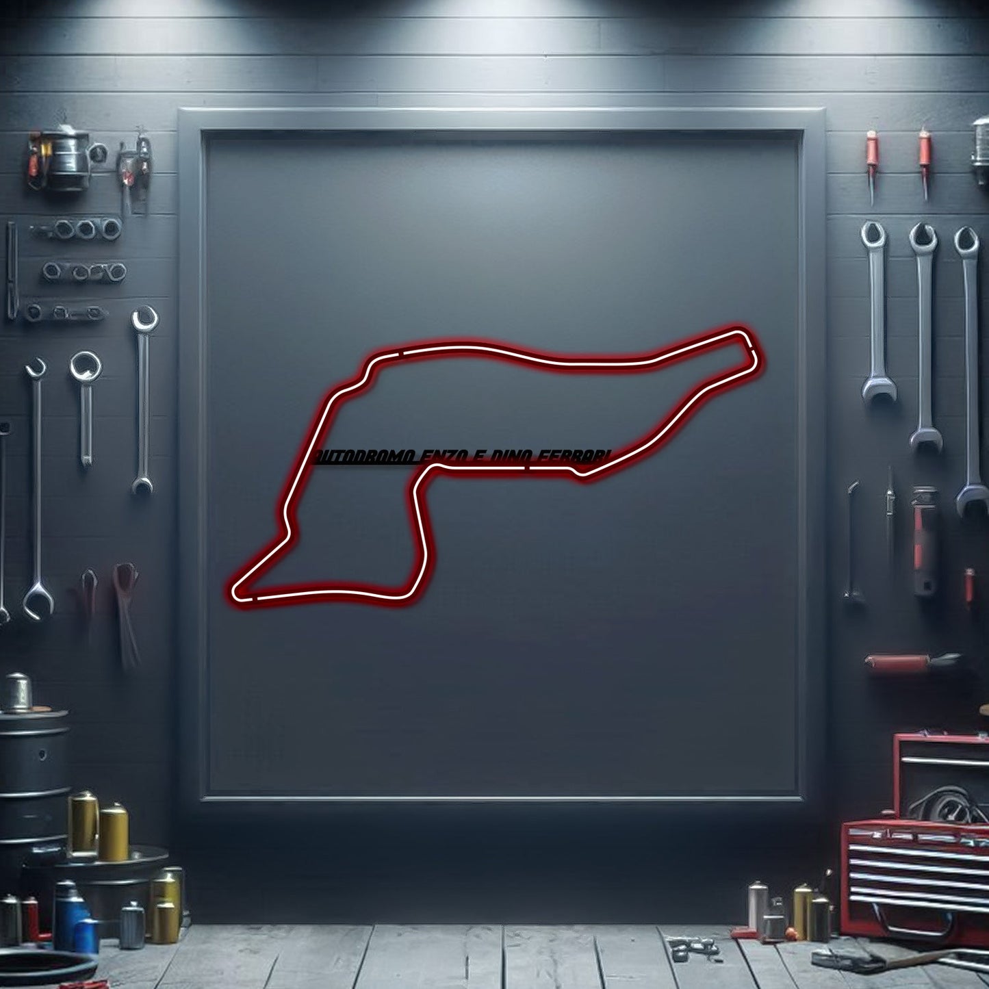Autodromo Enzo E Dino Ferrari Metal Neon Race Track - MTN0118