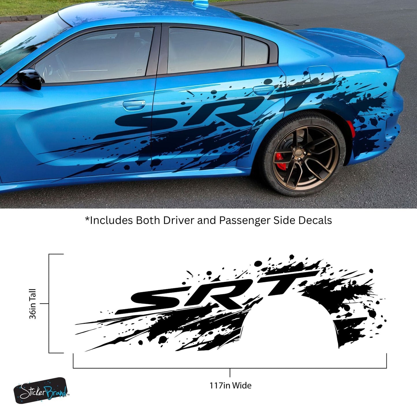 SRT Splatter Car Decal. For Challenger, Charger, Durango. Mopar. #7086-Sup