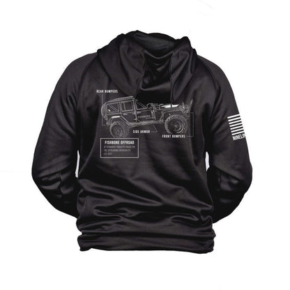 Fishbone Offroad Schematic Unisex Tailgater Hoodie - Black