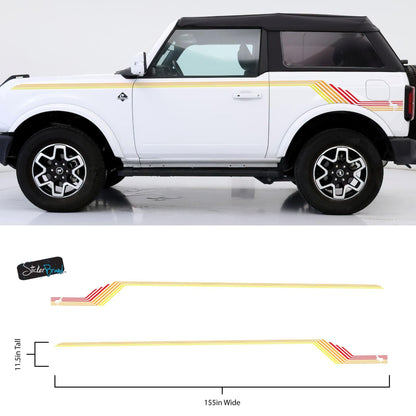 Bronco Color Stripes Decal Sticker. Red, Orange, Yellow Racing Stripes. #6973