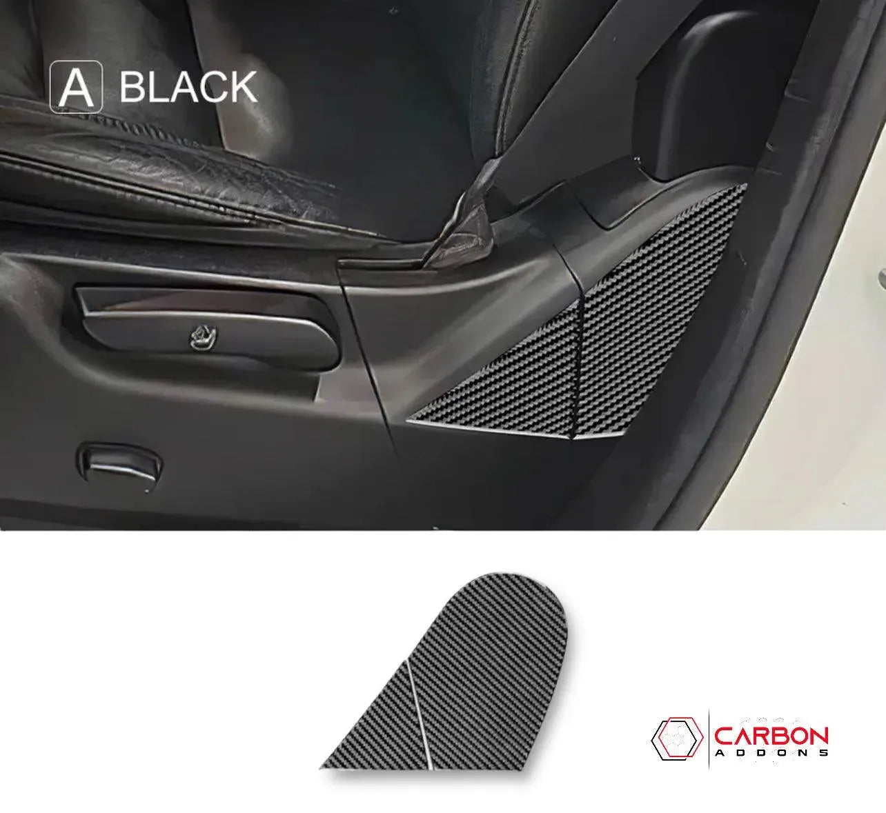 [2pcs] Carbon Fiber Front Driver & Passenger Seat Base Trim Overlay for 2011-2020 Dodge Durango
