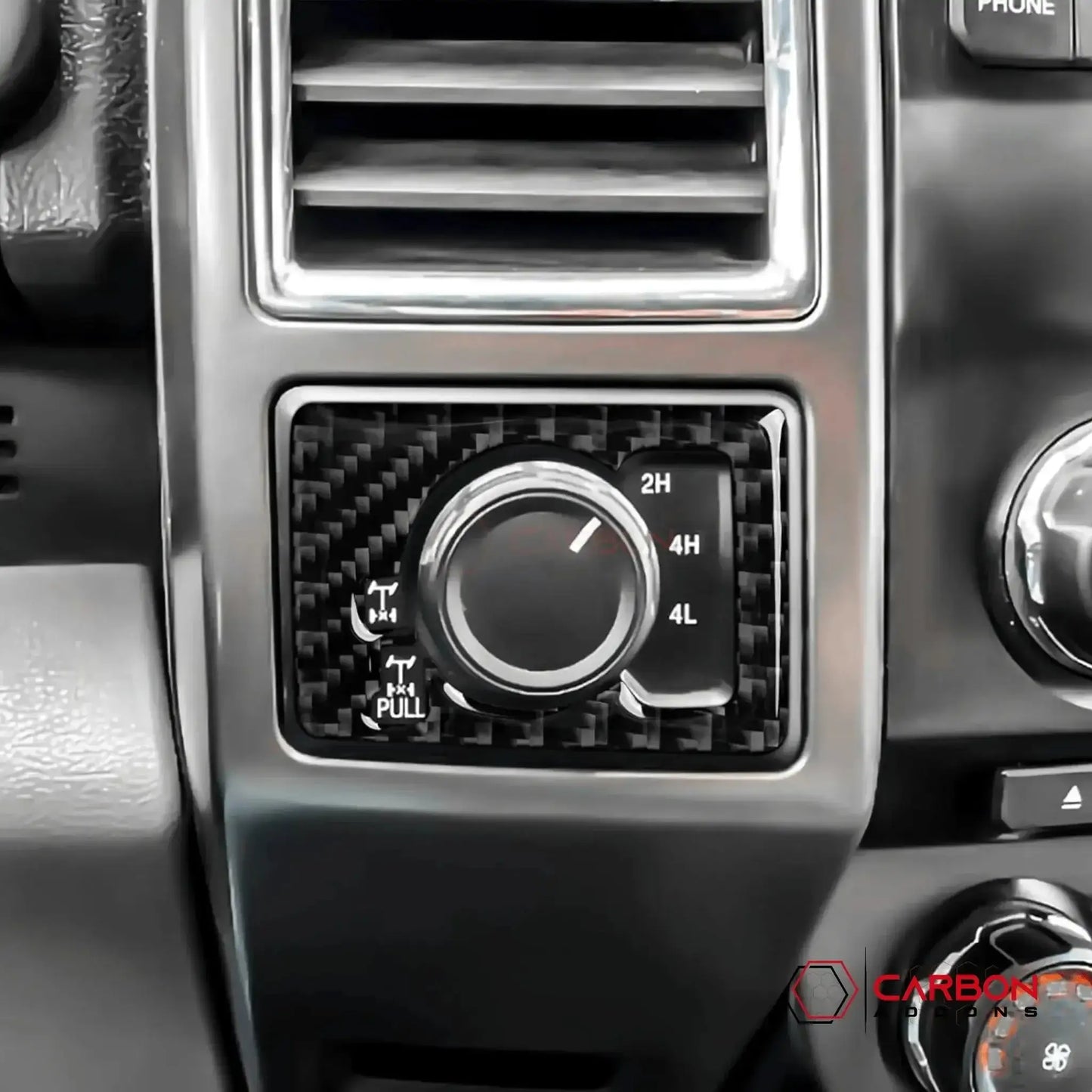[2pcs] Real Carbon Dash Center AC Vent Control Trim Overlay | 2015-2020 F150