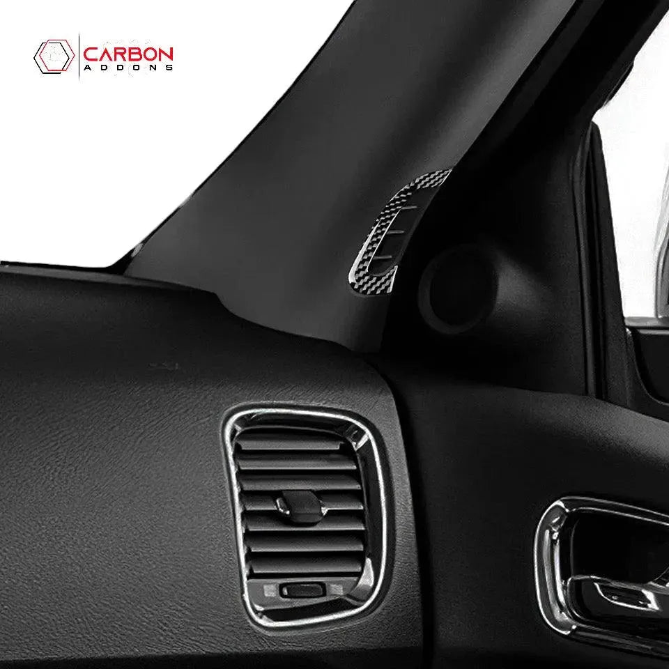 [2pcs] Real Carbon Fiber A-Pillar AC Vent Trim Overlay for 2011-2022 Dodge Durango