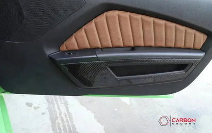 [2pcs] Real Carbon Fiber Front Door Panel Trim Overlay For Mustang 2010-2014