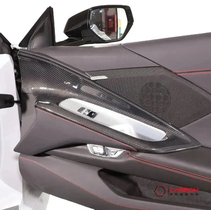 C8 Corvette Real Carbon Fiber Window Switch Outer Trim Panel Frame Covers | Interior Upgrade (2020–2025)