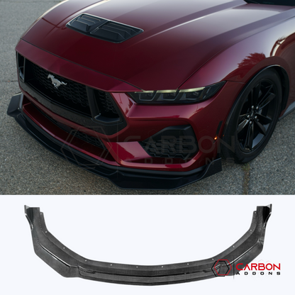 2024+ Mustang S650 GT Ecoboost Real Carbon Fiber Front Bumper Lip Splitter Extension | 1pc