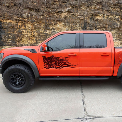 Military Soldier Flag Truck / Car Decal Sticker. Veteran Flag Window Sticker. #6967