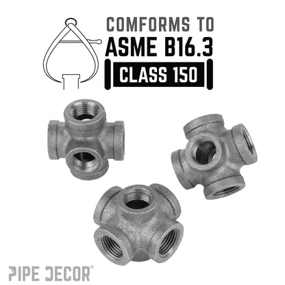 1/2 in. Black 6-Way Fitting