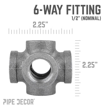 1/2 in. Black 6-Way Fitting