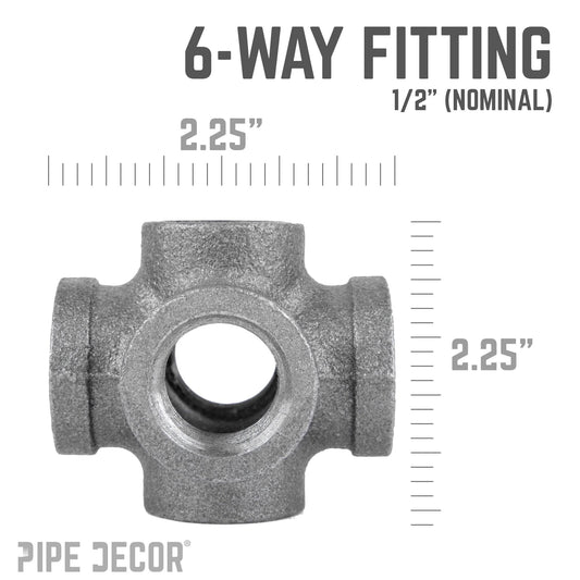 1/2 in. Black 6-Way Fitting