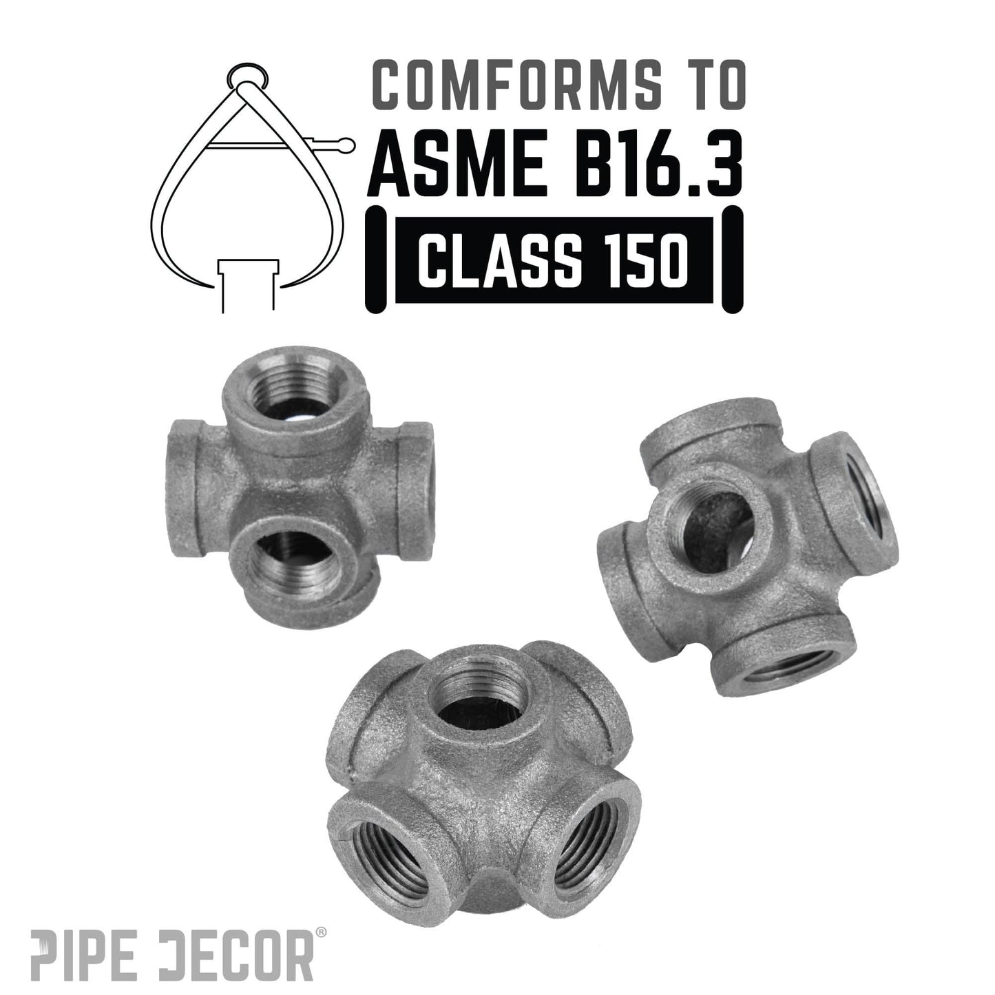 3/8 in. Black 6-Way Fitting