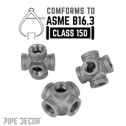 3/8 in. Black 6-Way Fitting